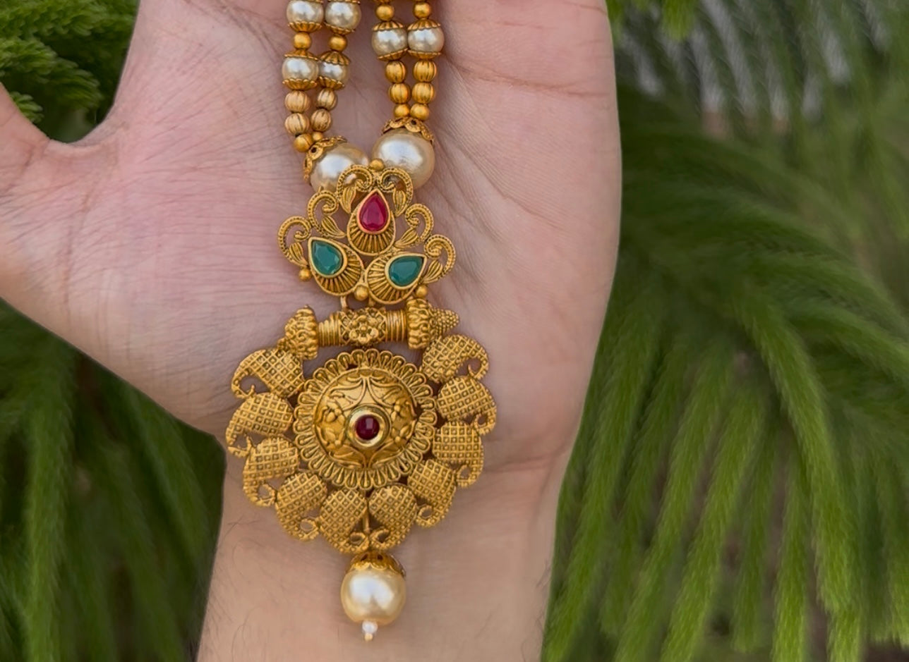 South Indian Rajwari MAALA with Earrings