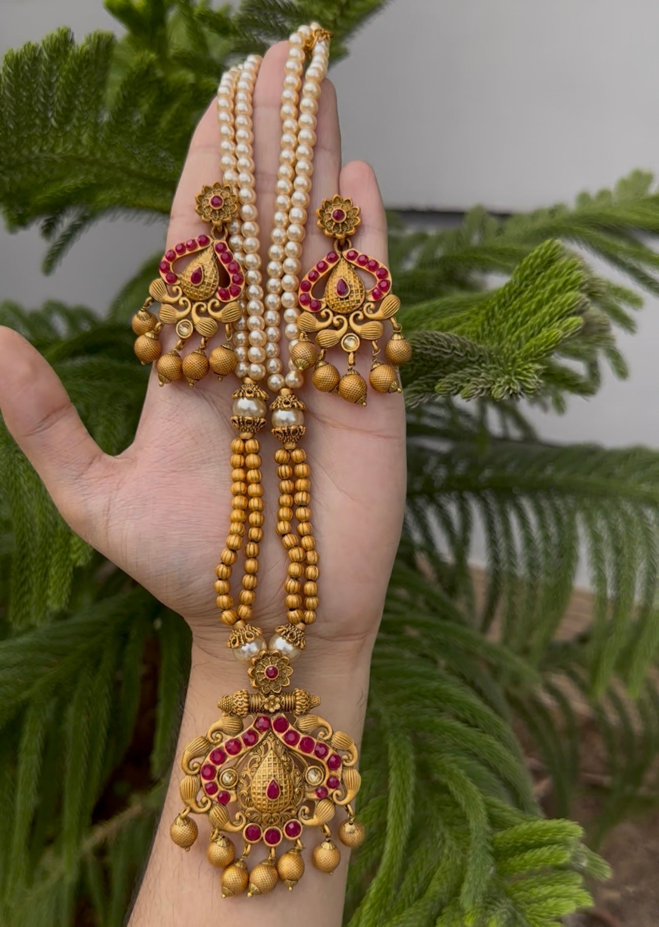 South Indian Rajwari MAALA with Earrings