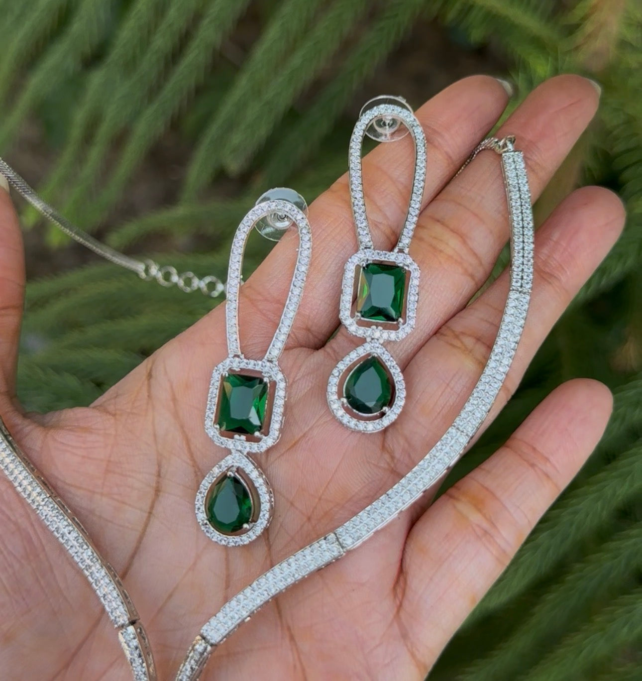AD Zircon Necklace With Earrings