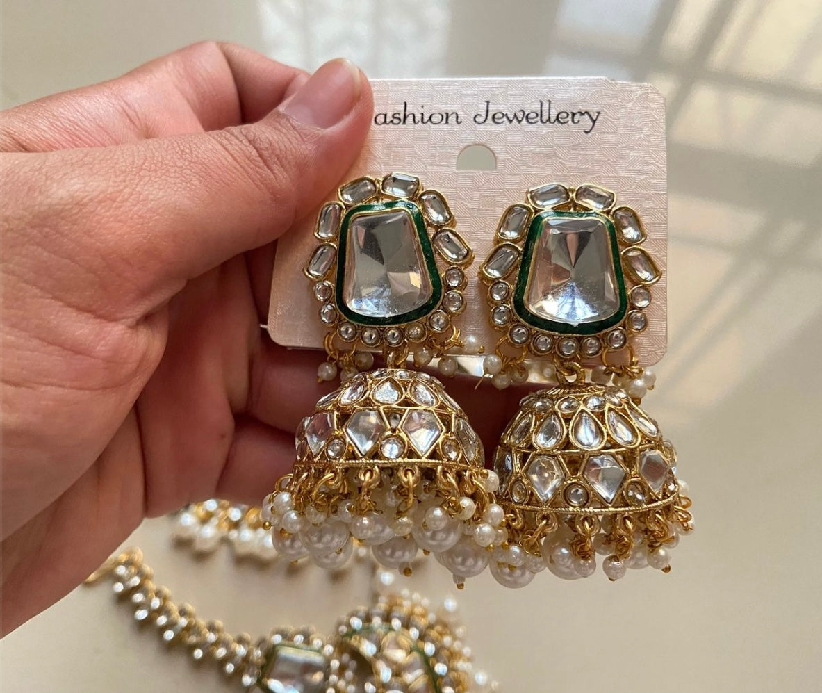INDIAN JAIPURI KUNDAN NECKLACE SET