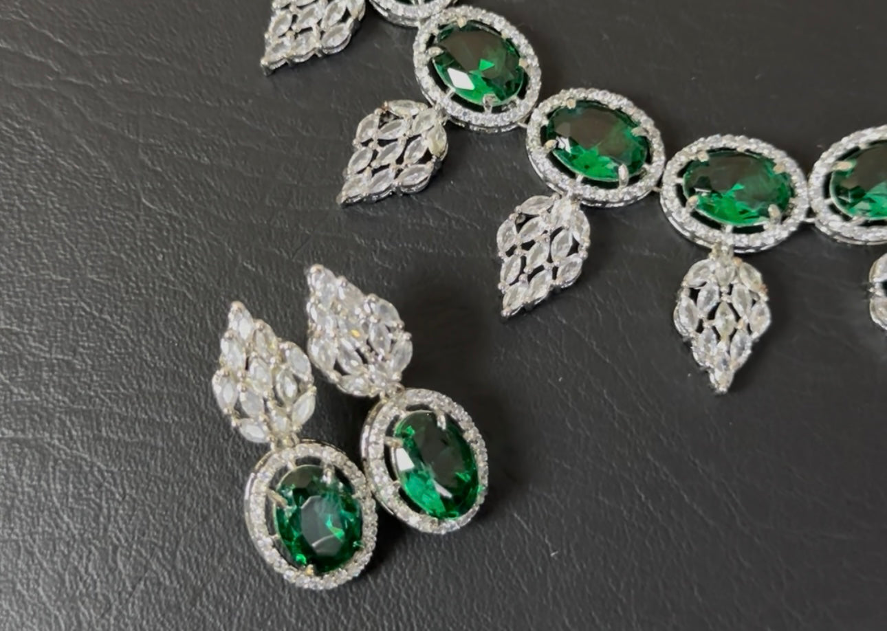 American Ad diamond Zircon Necklace With Ear Studs