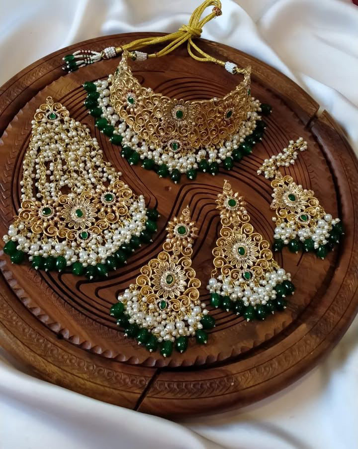 DESIGNER COLLECTION HANDMADE GOLD PLATTED BRIDAL SET ✨