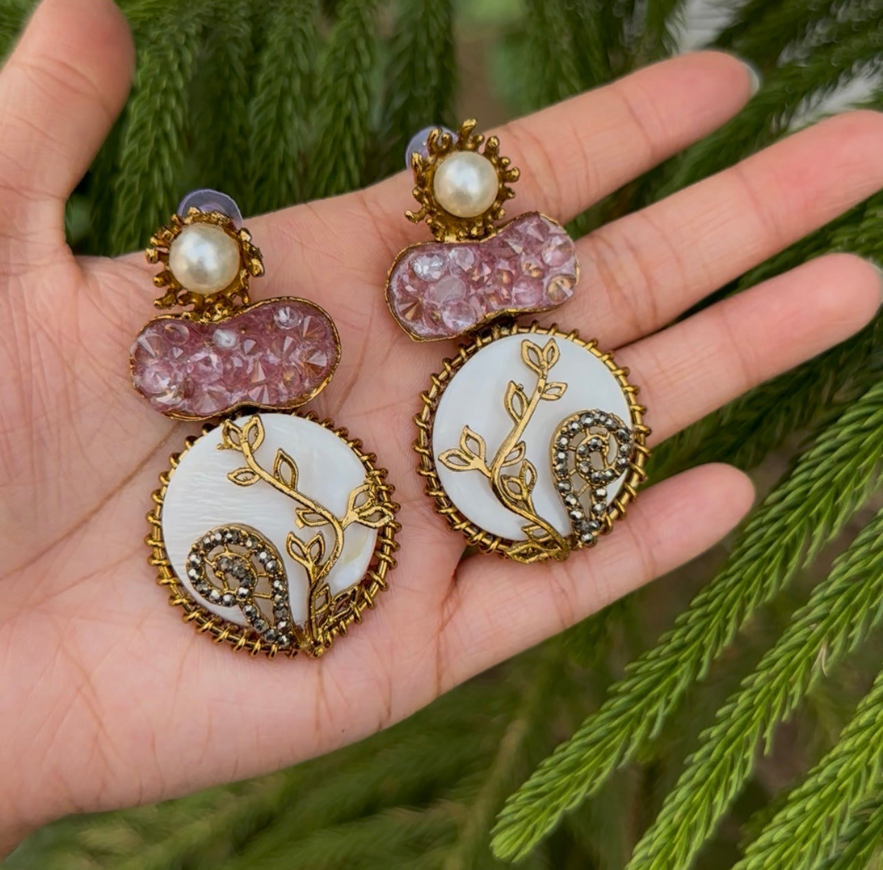 Turkish with Crush Stone Earrings