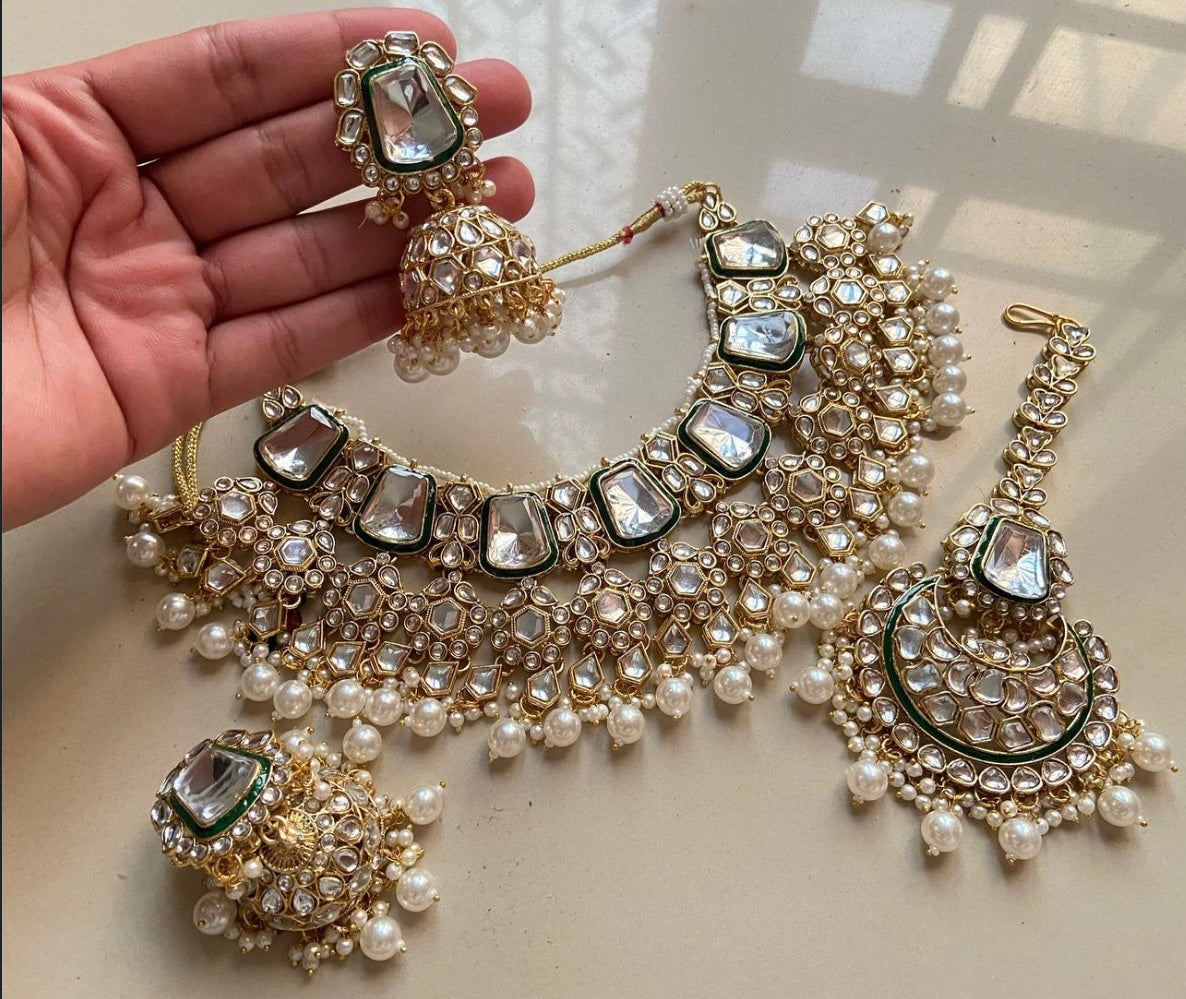 INDIAN JAIPURI KUNDAN NECKLACE SET
