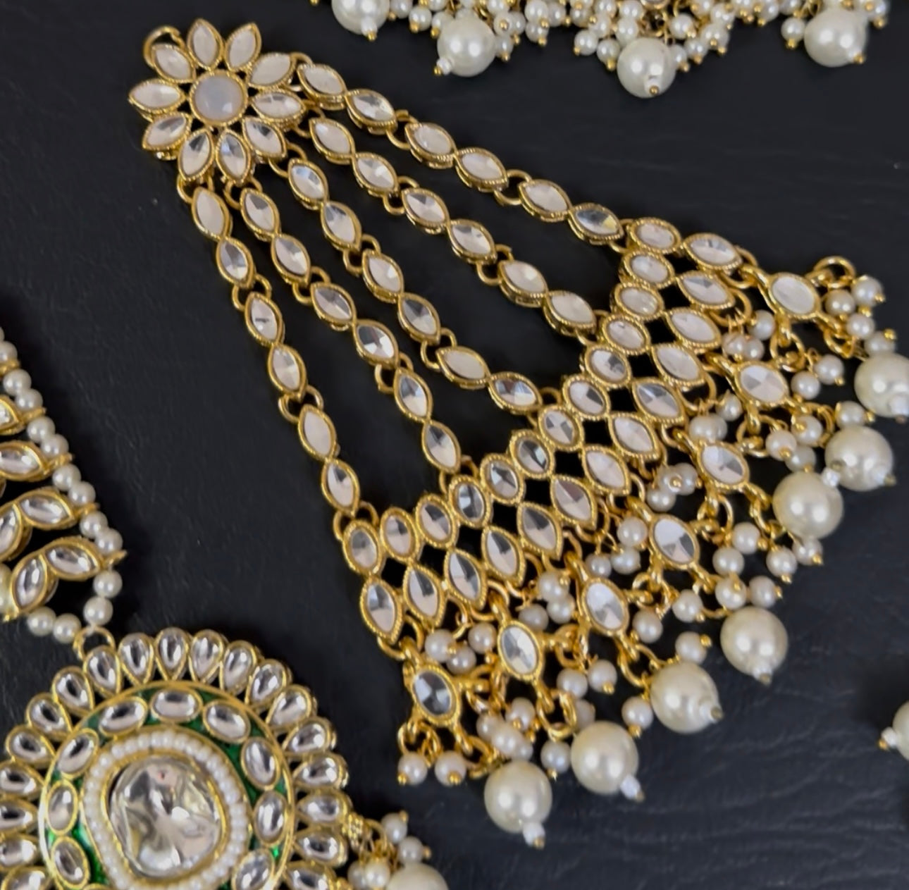 Indian KUNDAN Necklace Set With Earrings Tika and Jhumar ✨