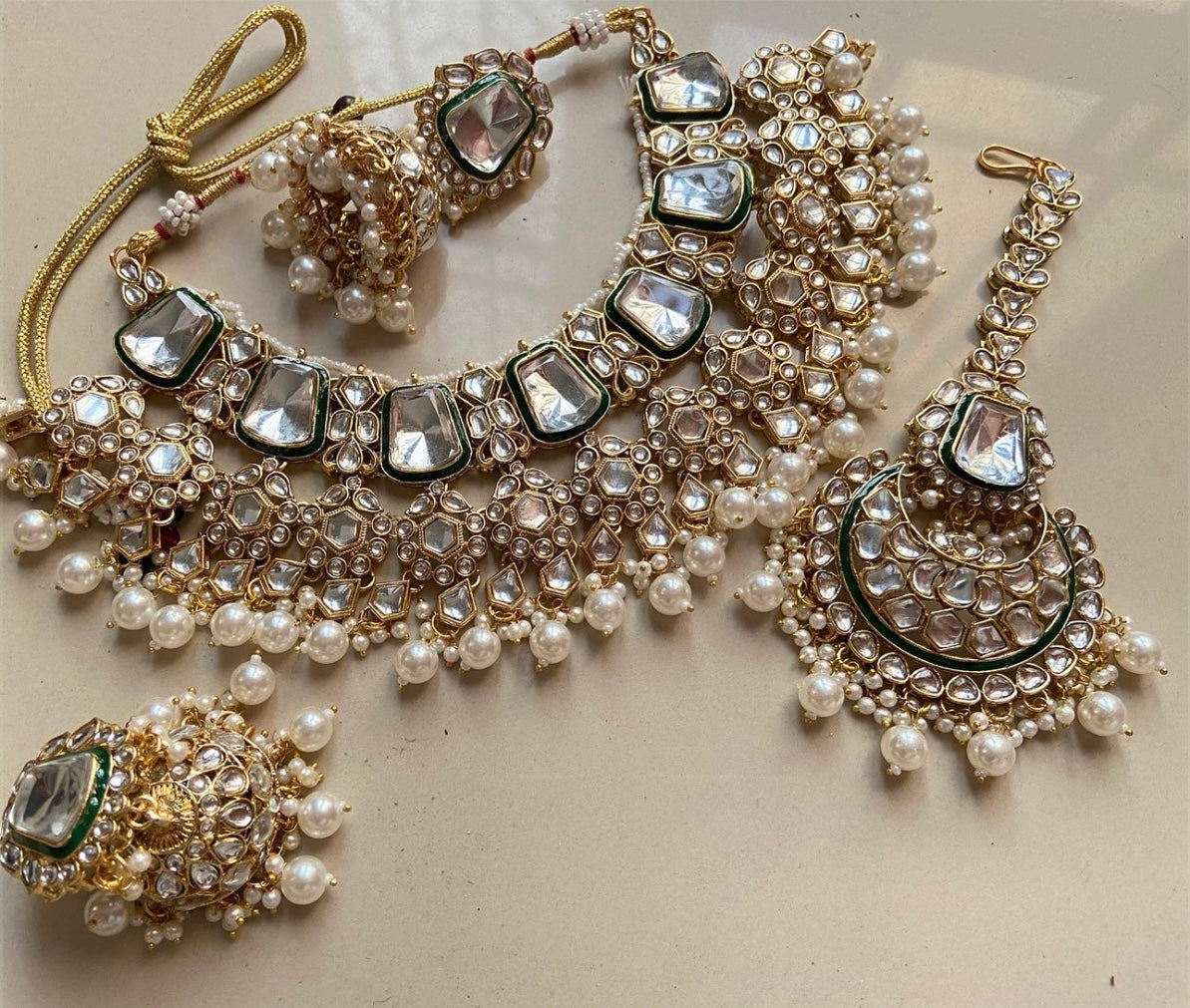 INDIAN JAIPURI KUNDAN NECKLACE SET