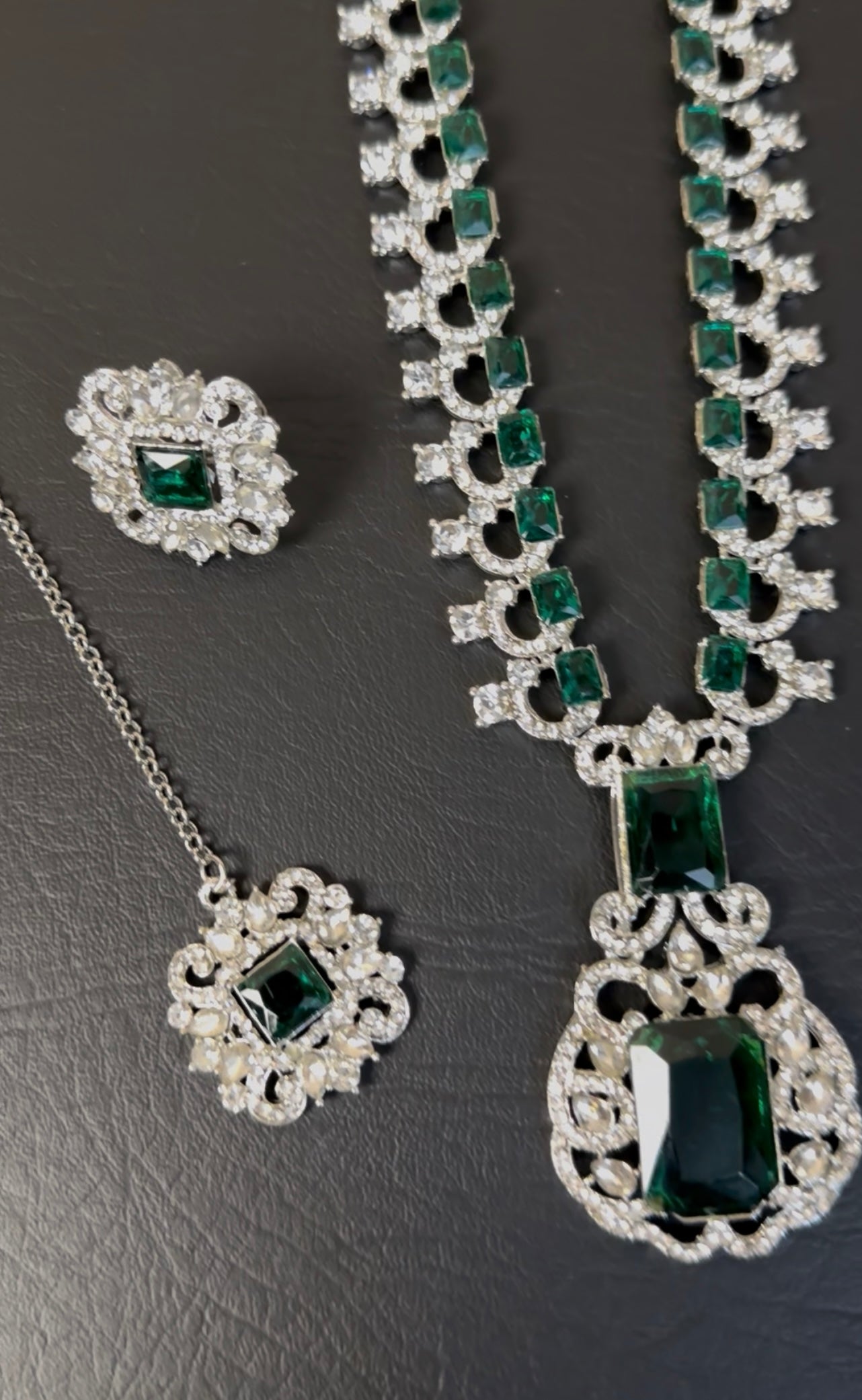 AD Zircon Emerald stone MAALA set