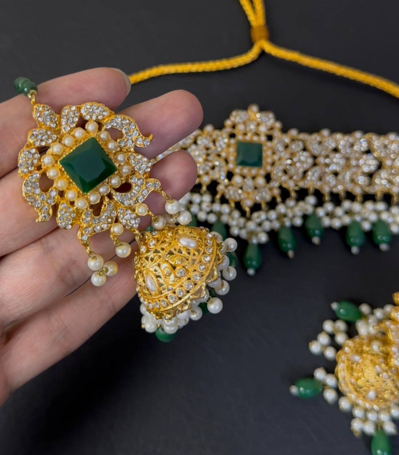 Zircon CHOKAR set With Sahara JHUMKI Earrings