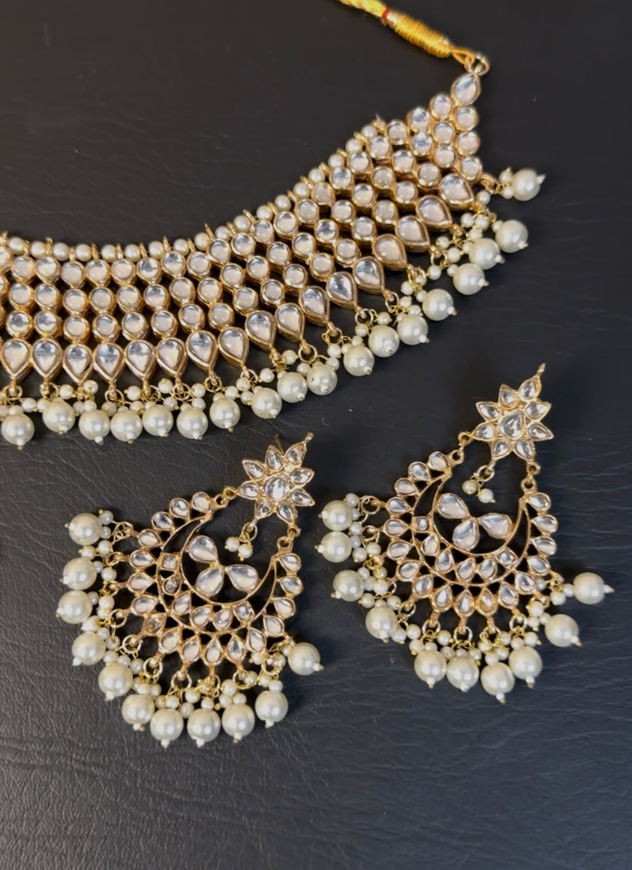Indian KUNDAN Necklace With Earrings TIKA