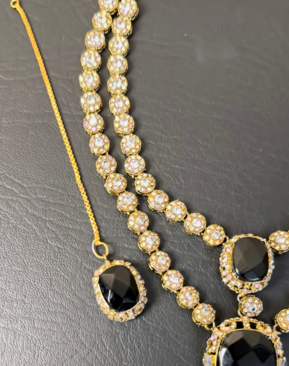 Doublet Stone Handcrafted Double line Necklace Set ✨