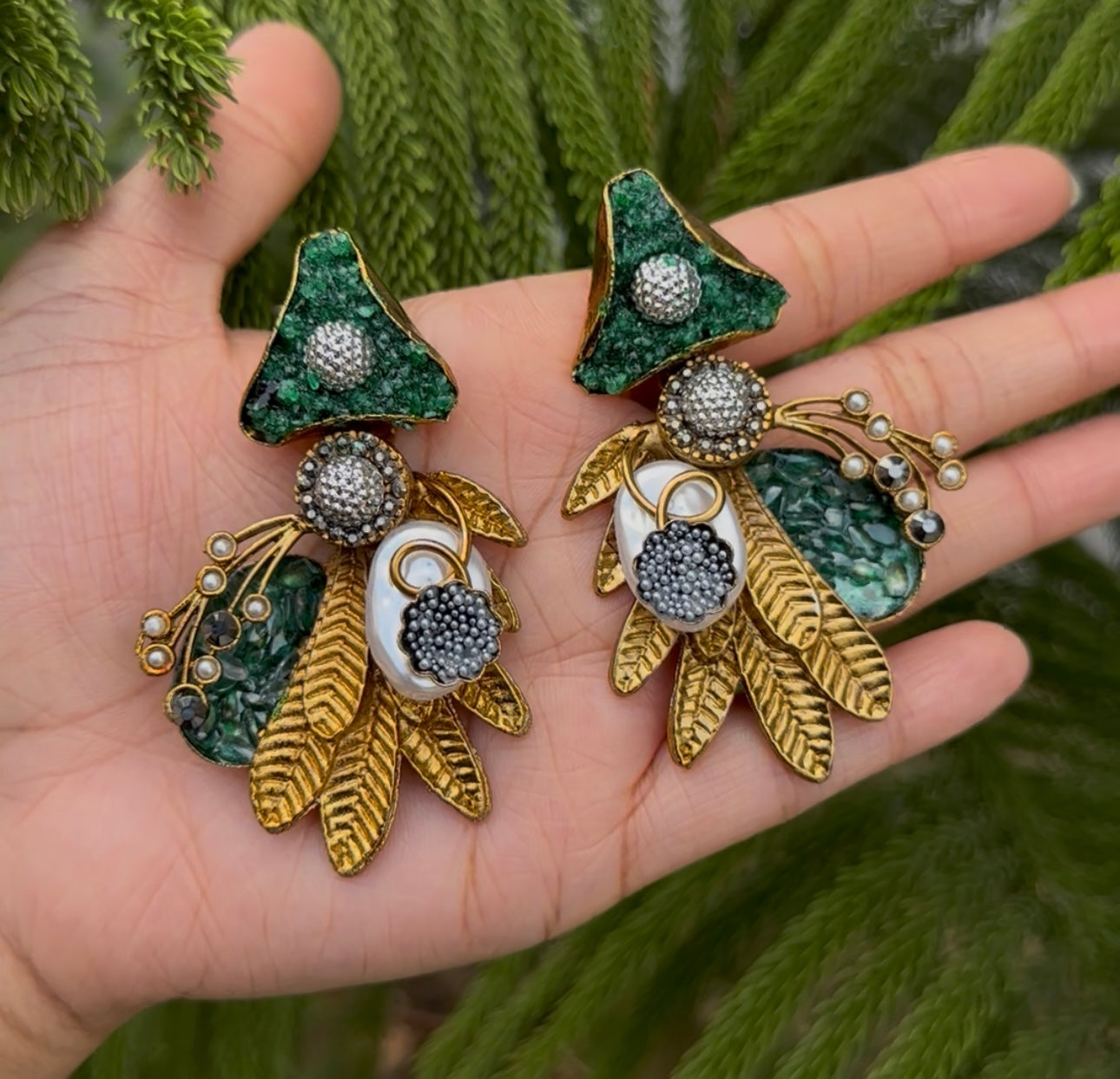 Turkish with Crush Stone Earrings
