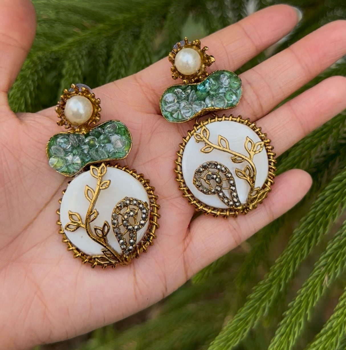 Turkish with Crush Stone Earrings