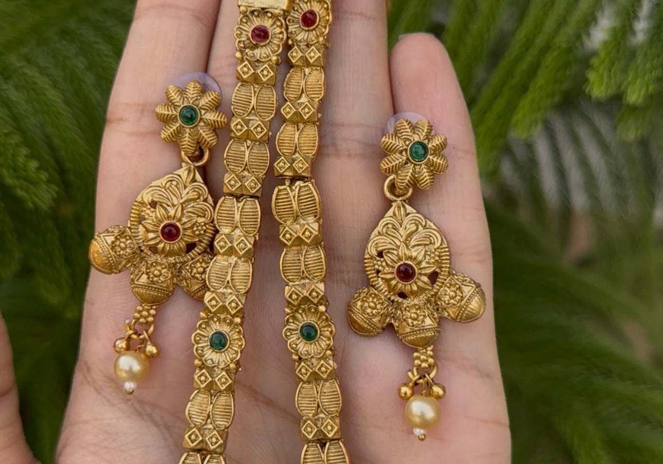 South Indian Rajwari MAALA with Earrings
