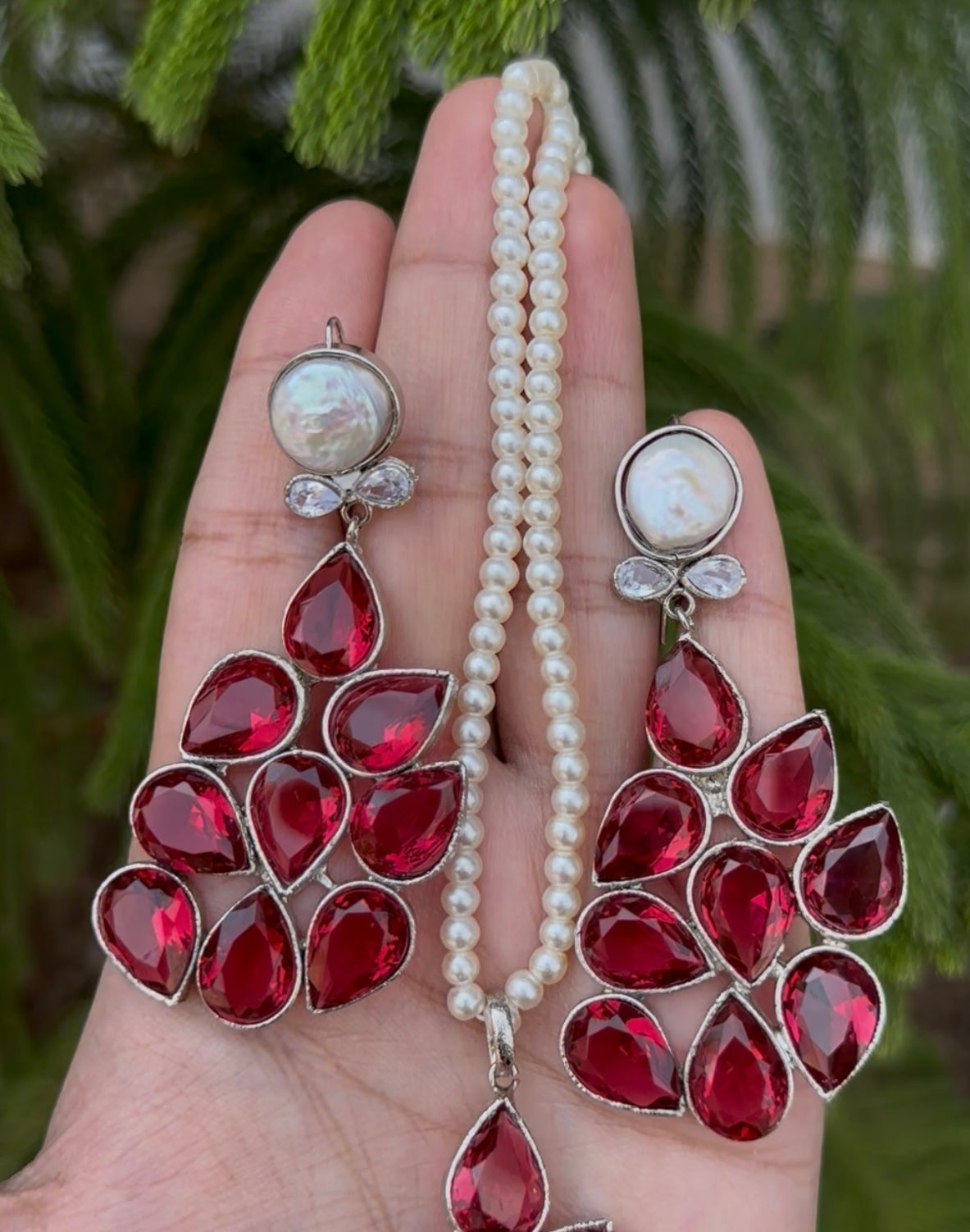 Doublet Stone MAALA with Earrings