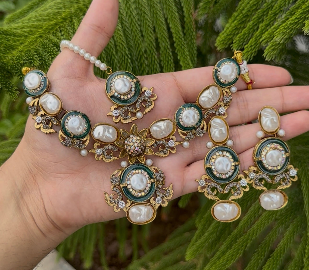 Mother Pearl With Turkish stone Necklace Set