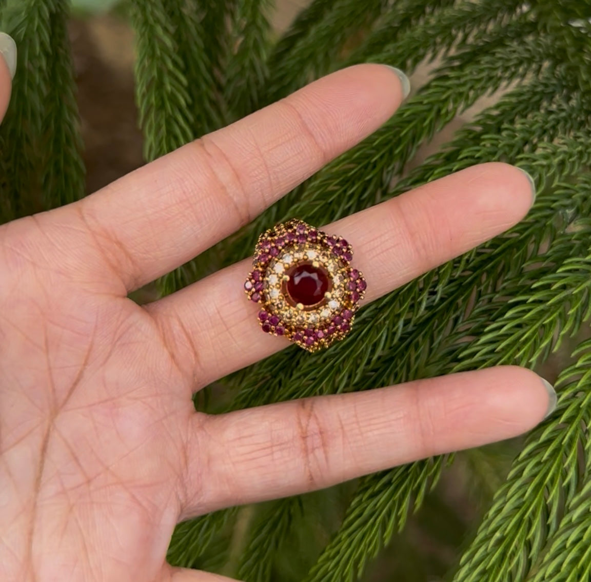 Gold plated 2 toned Zircon Adjustable Rings