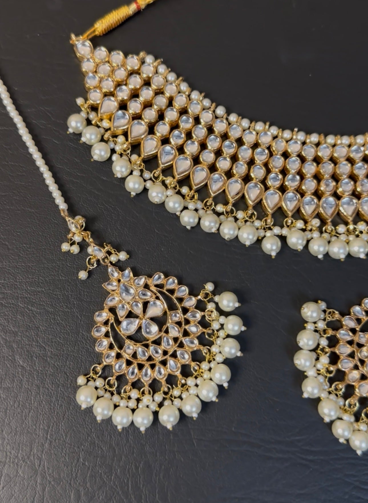Indian KUNDAN Necklace With Earrings TIKA