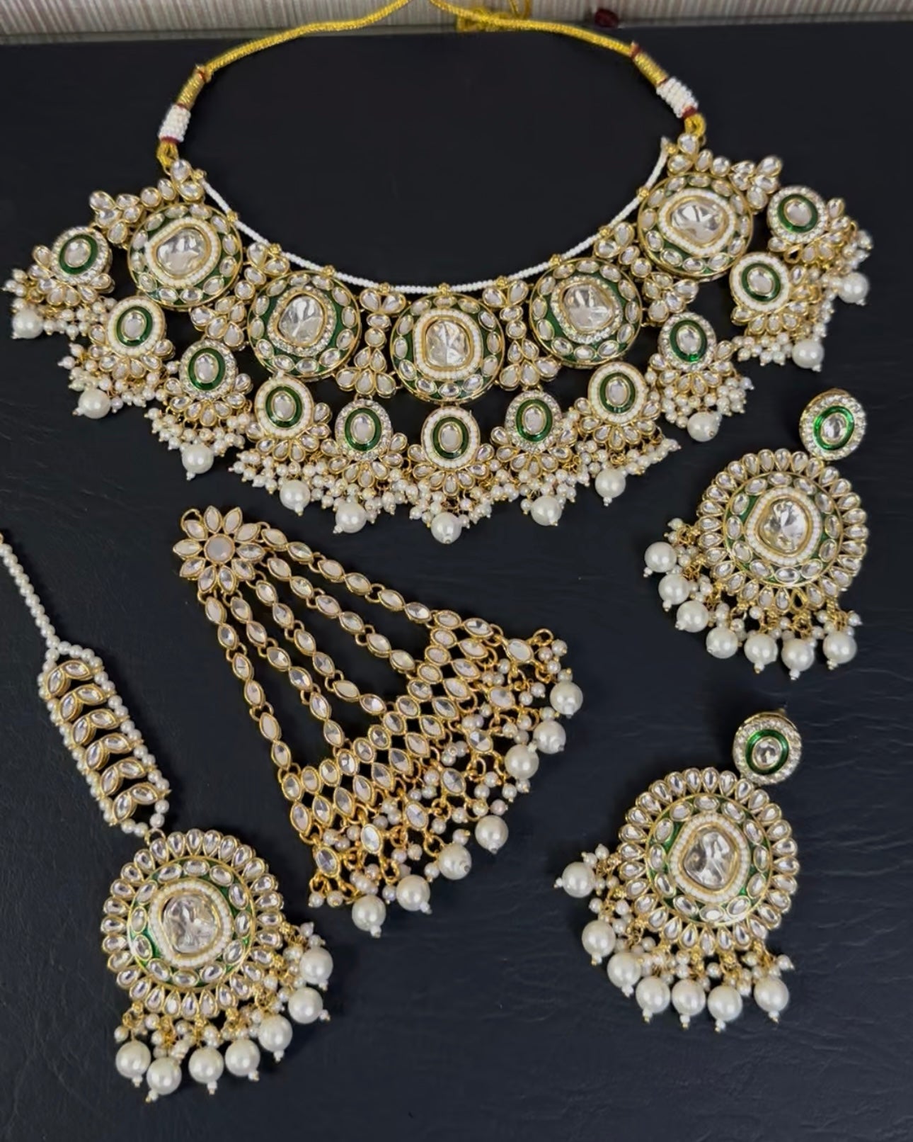 Indian KUNDAN Necklace Set With Earrings Tika and Jhumar ✨