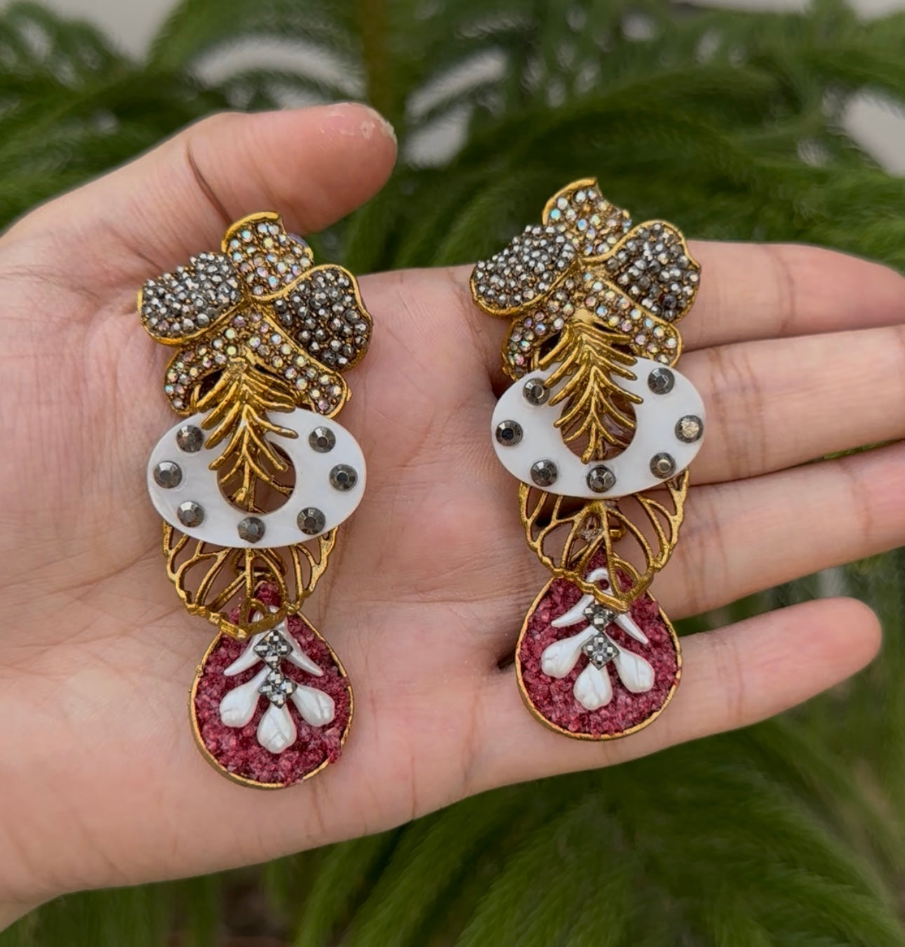Turkish with Crush Stone Earrings