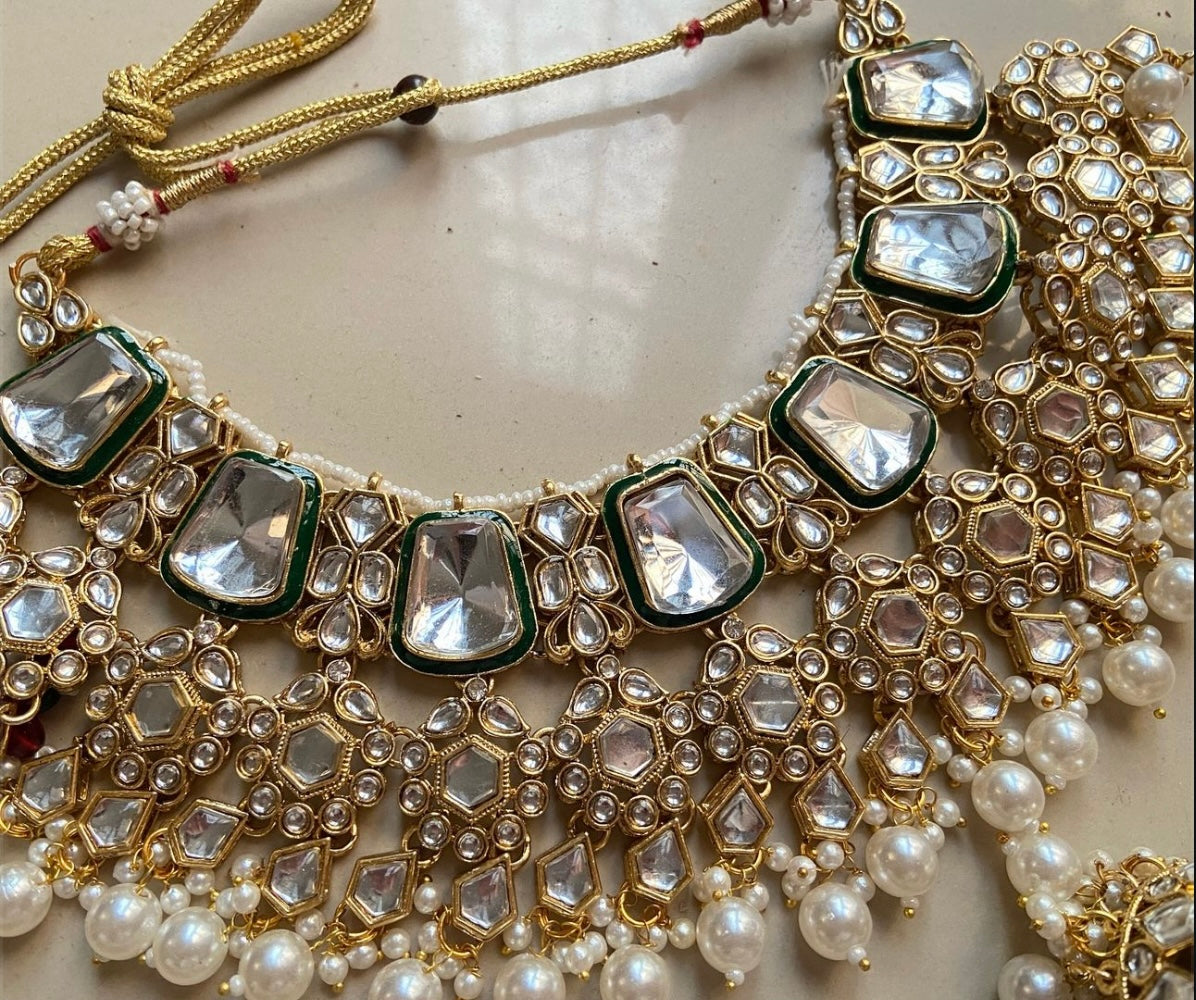 INDIAN JAIPURI KUNDAN NECKLACE SET