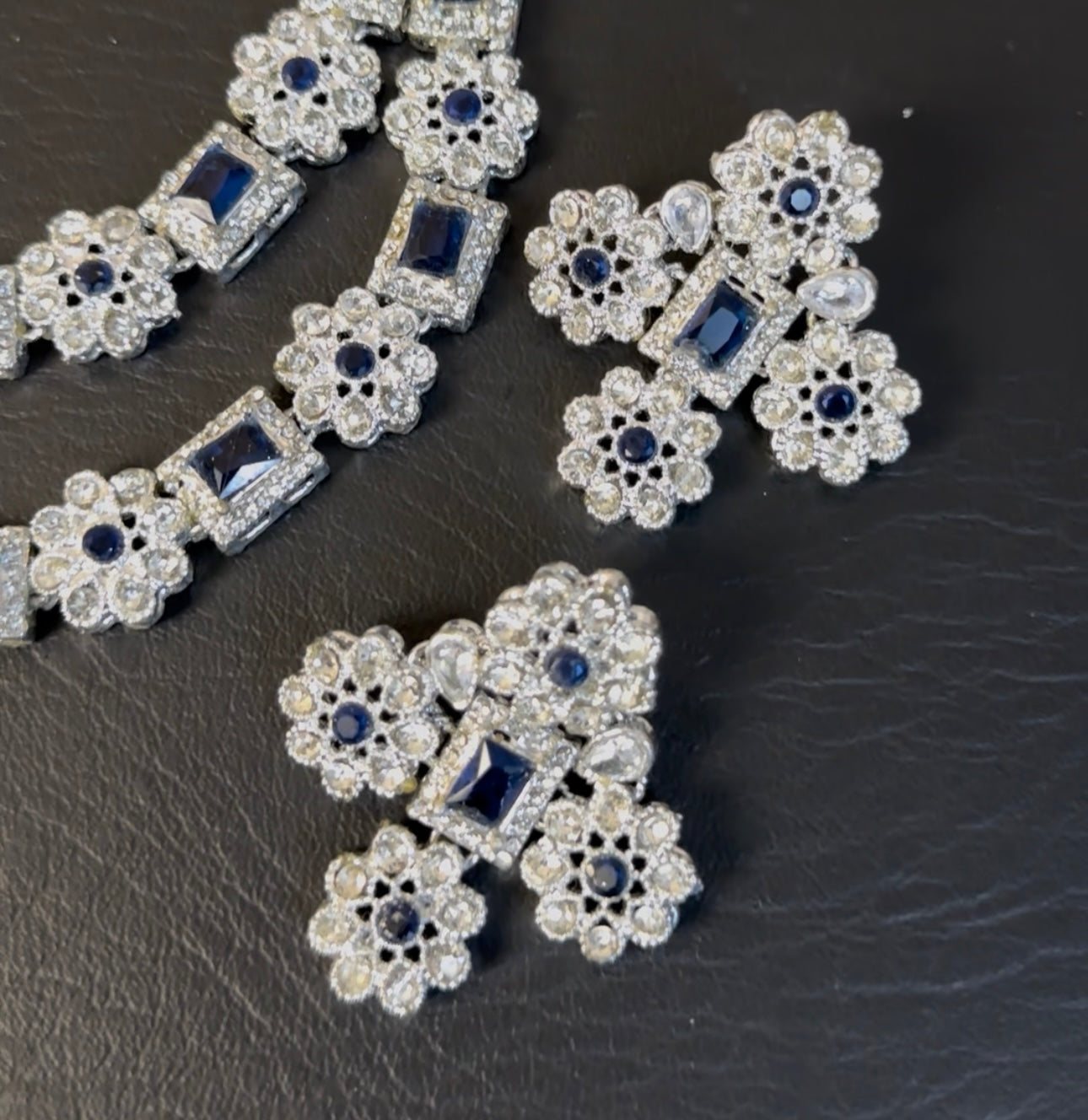 Double line sapphire Necklace Set