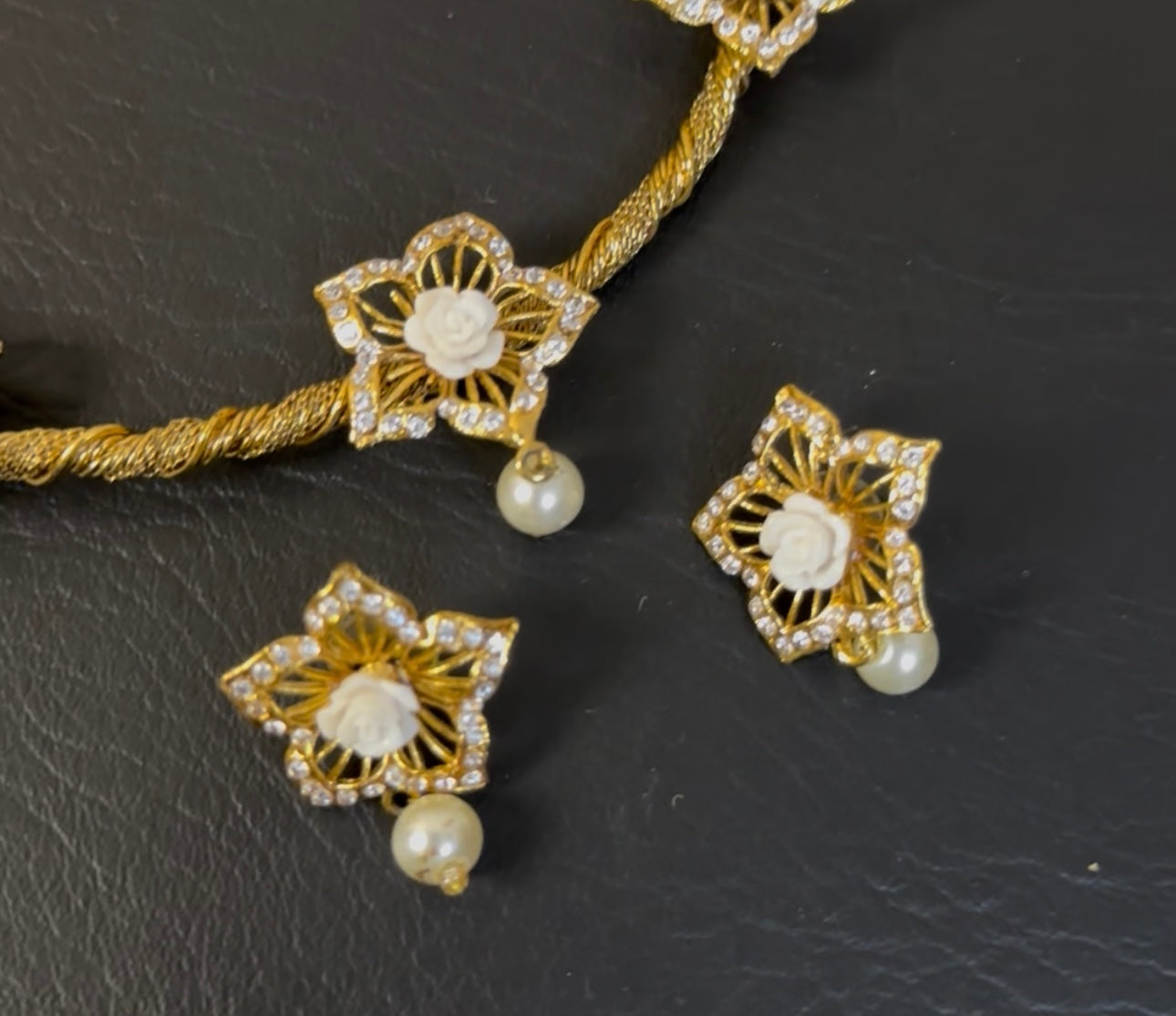 Handmade Turkish Work Hasli Necklace With Ear Studs