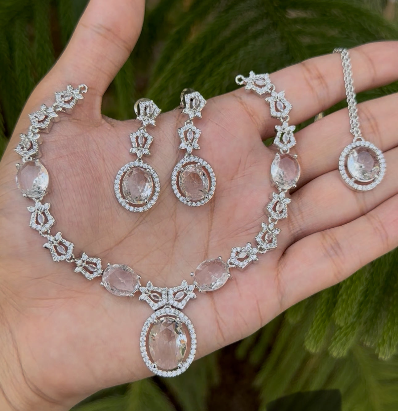 Indian AD Zircon Necklace Set