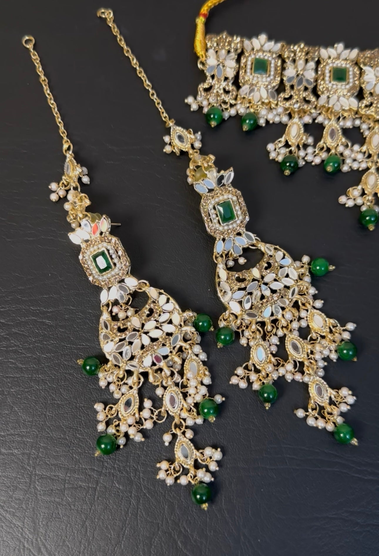 NAURATAN CHOKAR with Sahara earrings,TIKA And Jhumar