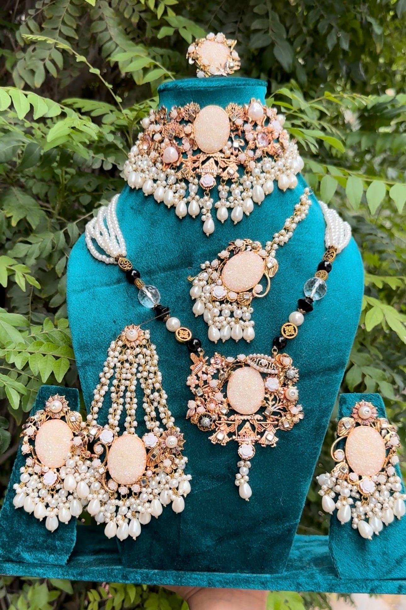 Bridal Jewellery Blue Color Stone Necklace INDIAN DESIGNER CRUSH