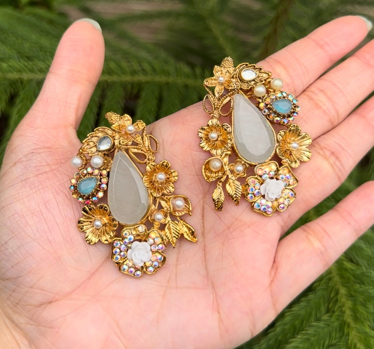 HANDMADE DOUBLET STONE EARRINGS