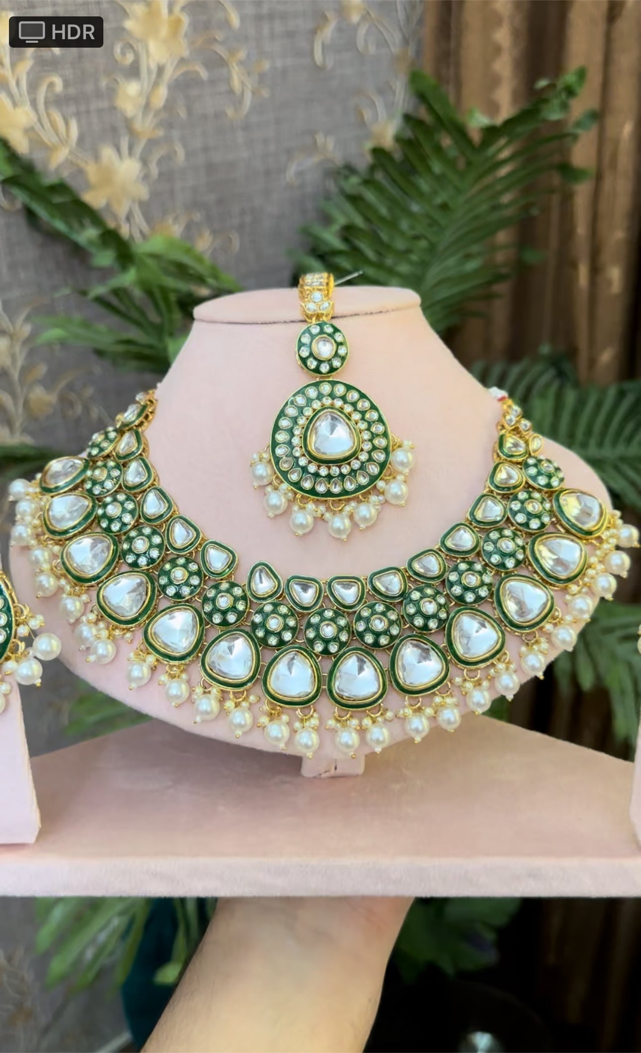 INDIAN JAIPURU KUNDAN WITH MEENAKARI WORK NECKLACE SET