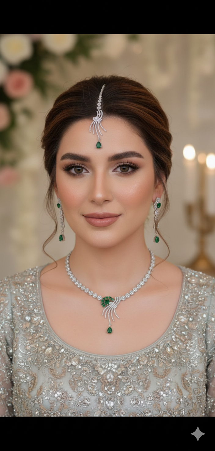 Indian Ad Diamond Zircon Necklace Set