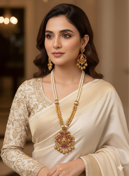 South Indian Rajwari MAALA with Earrings