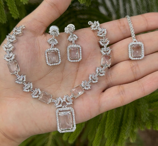 American Ad Diamond Zircon Necklace Set