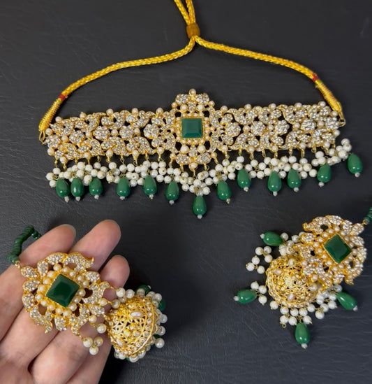 Zircon CHOKAR set With Sahara JHUMKI Earrings