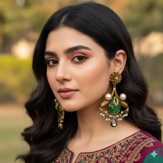 Turkish Stones With KUNDAN Earrrings