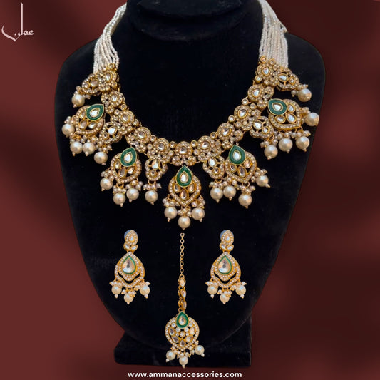 INDIAN DESIGNER KUNDAN WITH MEENAKARI WORK NECKLACE SET