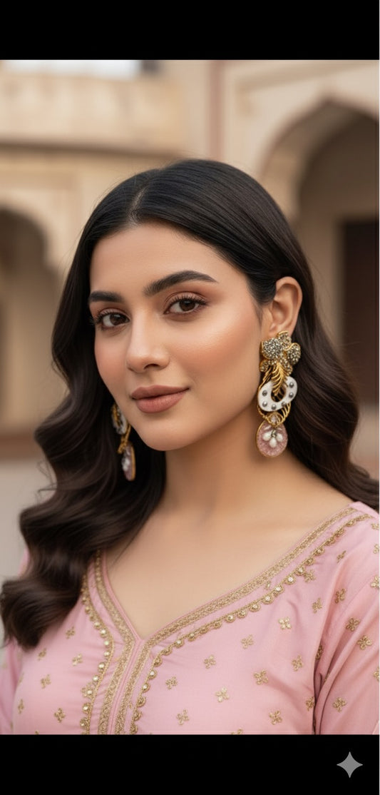 Turkish with Crush Stone Earrings