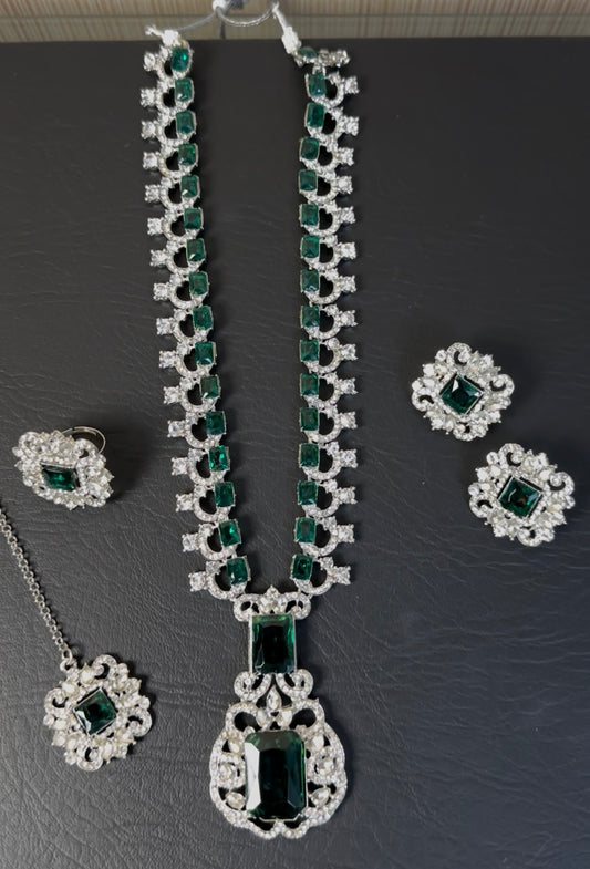 AD Zircon Emerald stone MAALA set