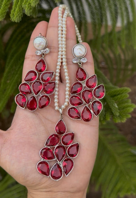 Doublet Stone MAALA with Earrings