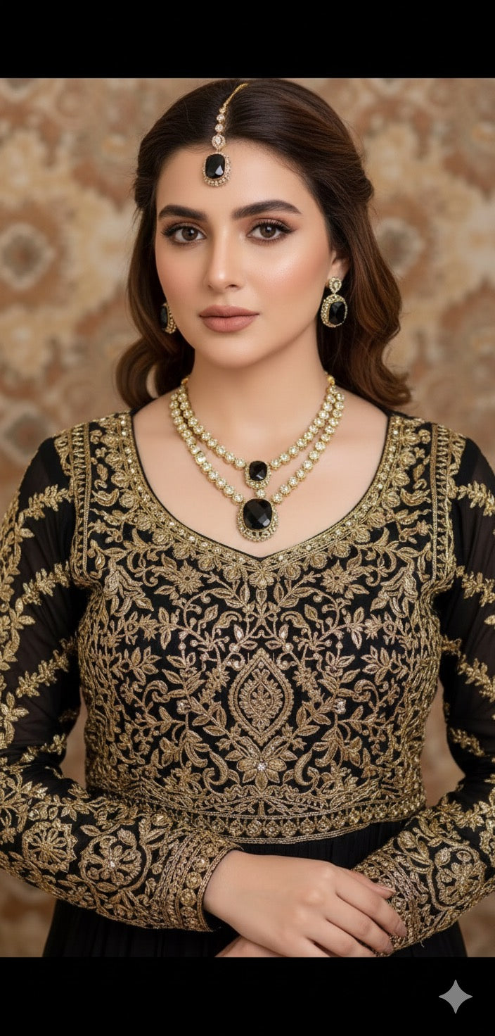 Doublet Stone Handcrafted Double line Necklace Set ✨