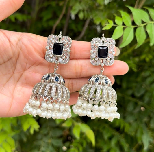 Sapphire Zircon JHUMKI Earrings ✨