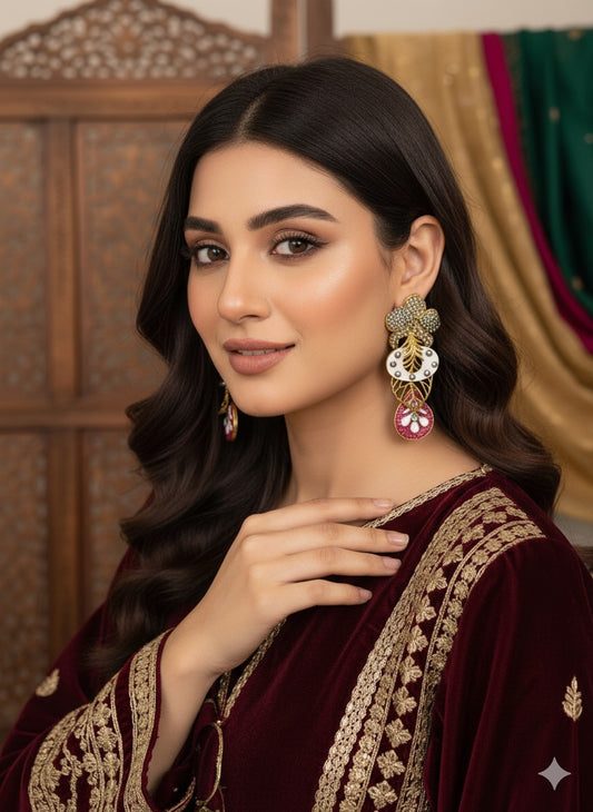 Turkish with Crush Stone Earrings