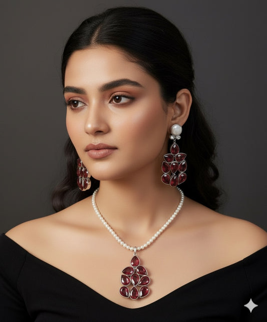 Doublet Stone MAALA with Earrings