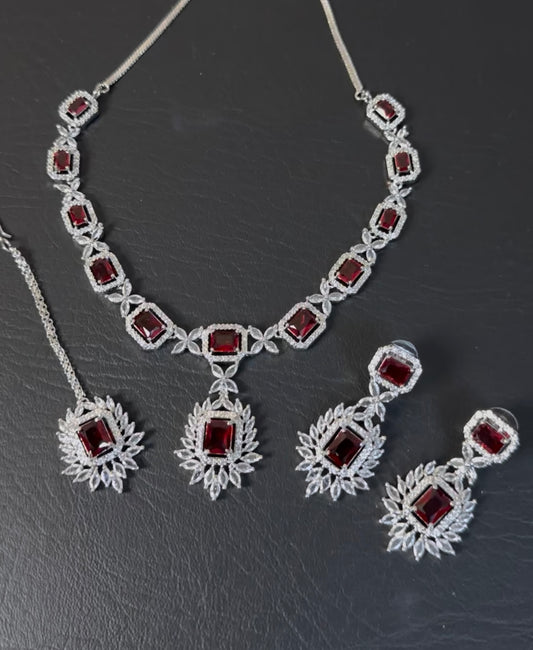 Indian Ad Zircon Necklace Set
