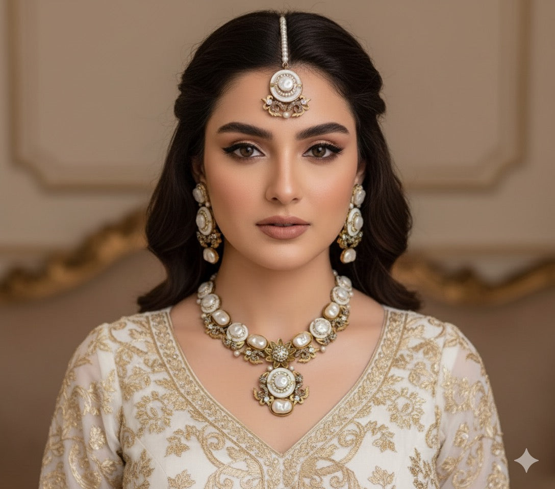 Mother Pearl With Turkish stone Necklace Set