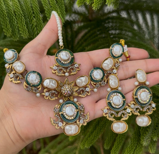 Mother Pearl With Turkish stone Necklace Set