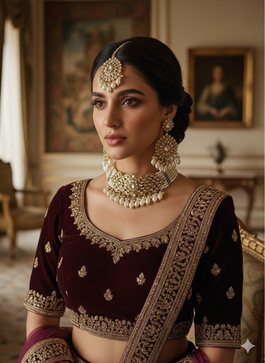 Indian Kundan CHOKAR with earrings and tika ✨
