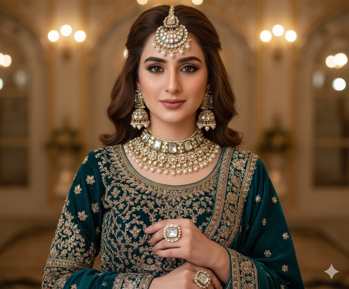 INDIAN JAIPURI KUNDAN NECKLACE SET
