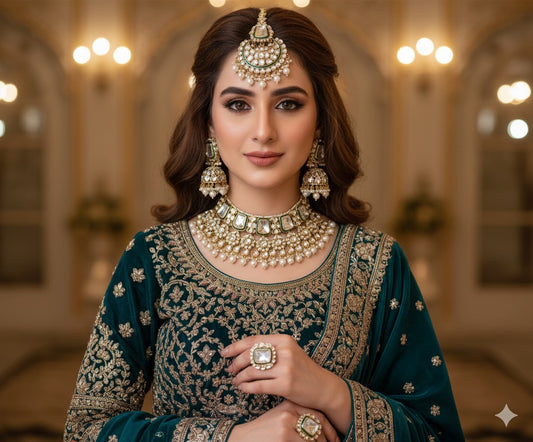 INDIAN JAIPURI KUNDAN NECKLACE SET